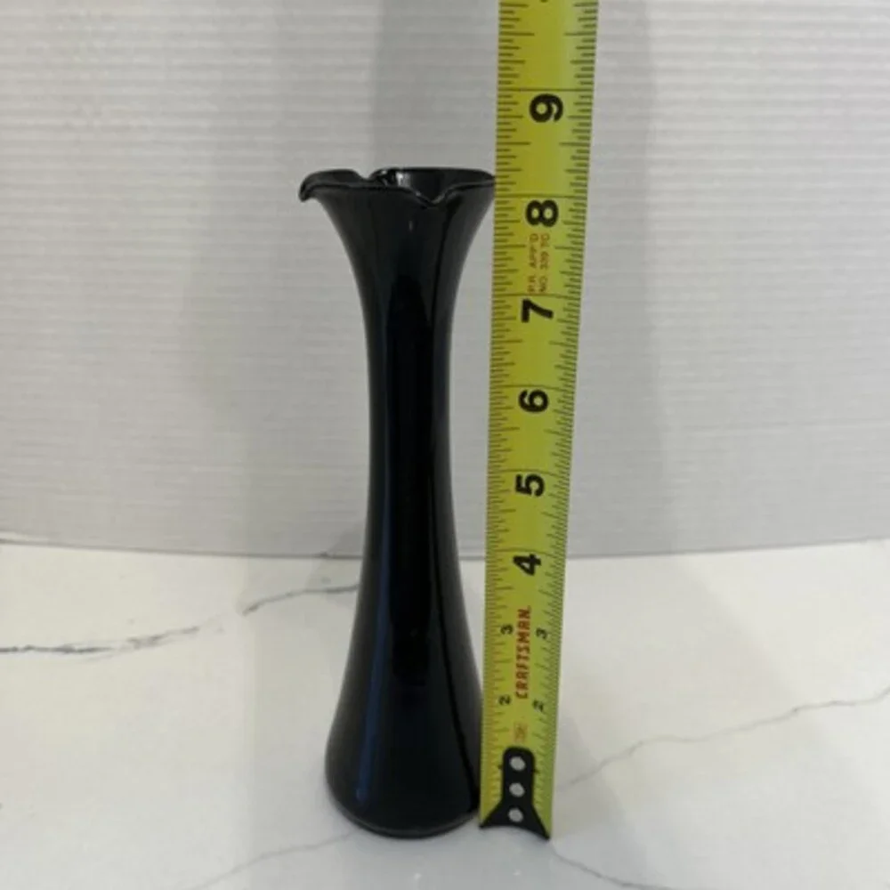 Vintage Black Amethyst Swung Glass Bud Vase 8-1/4 in.